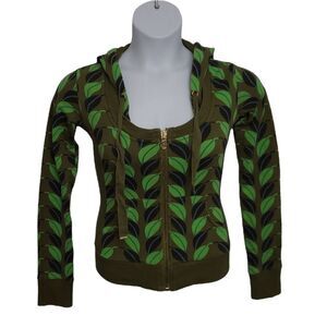 KID ROBOT limited edition leaf print zip up hooded sweatshirt hoodie 22/270 XS